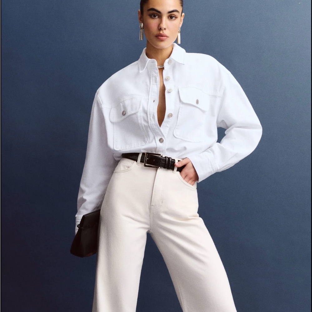 ✨NWT ~ REFORMATION ~ Carlos Denim Shirt in Optic White size Small